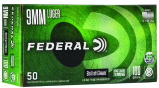 Federal Ammunition BC9NT3 BallistiClean Reduced Hazard Training 9mm Luger, 100 gr, 50 Rounds
