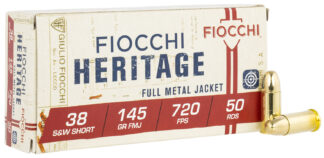 Fiocchi Heritage 38 S&W Short 145gr FMJ, 50 Rounds Per Box