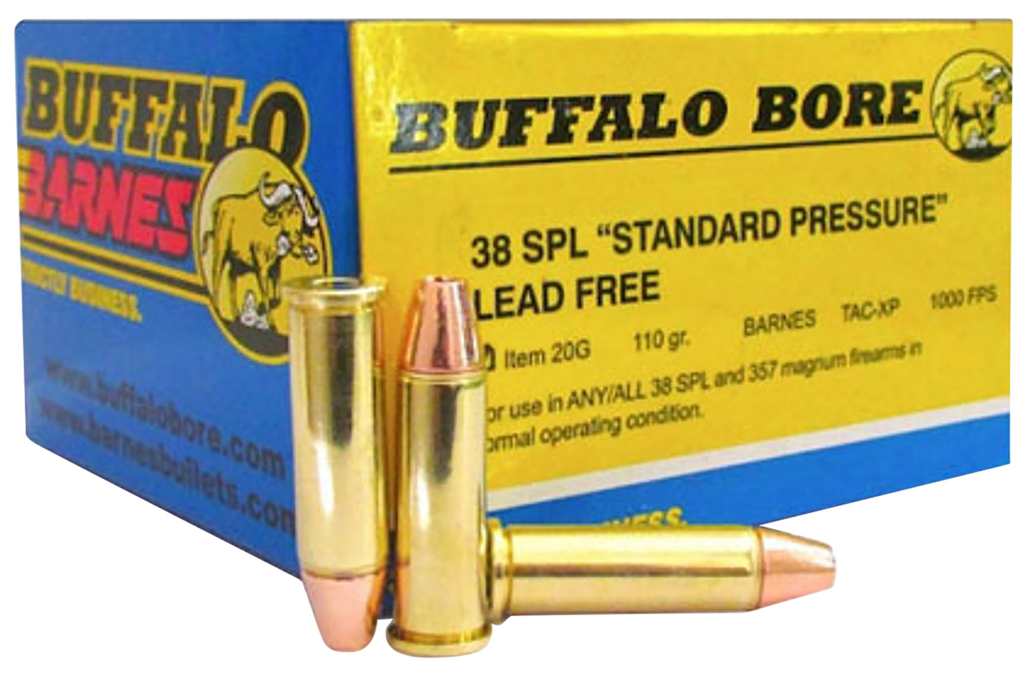 Buffalo Bore Ammunition Standard Pressure Strictly Business .38 Special 110 gr Barnes TAC-XP Lead Free 20 Rounds