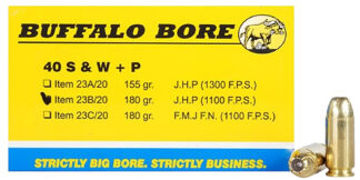 Buffalo Bore Heavy .40 S&W +P 180 Grain JHP 20-Round Box