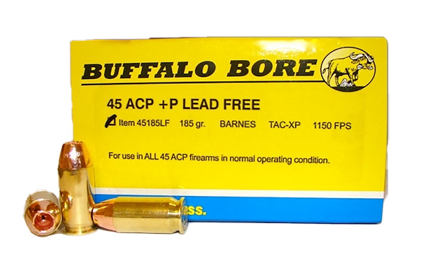 Buffalo Bore Ammunition .45 ACP +P 185 Grain Barnes TAC-XP (Lead Free) 20 Rounds