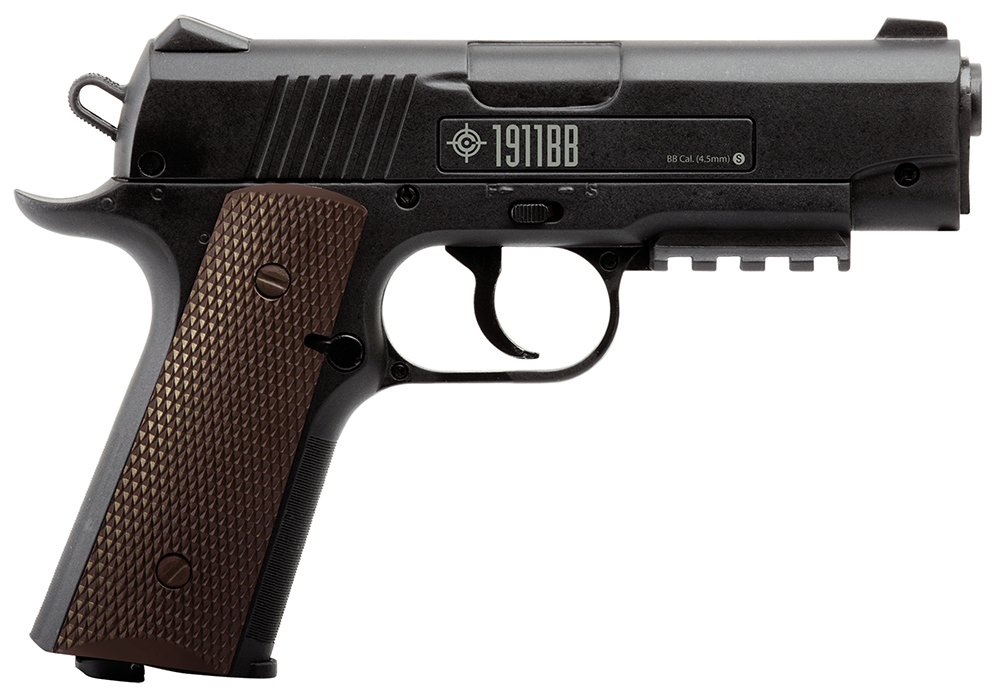 Crosman 1911 Air Pistol .17 Cal, 20+1, 10, Fixed Front/Notch Rear, Black Checkered Polymer Grips