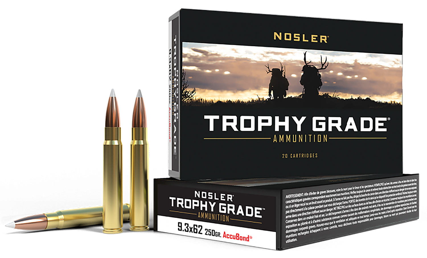 Nosler Trophy Grade 9.3mm x 62 Mauser 250 gr AccuBond 20-Round Box