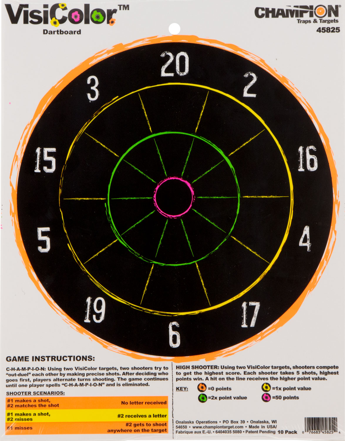 Champion Targets VisiColor Dartboard Hanging Paper Targets 11x14 10-Pack
