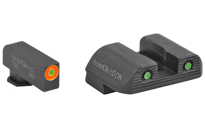 AmeriGlo Trooper GL823 Tritium Sight Set for Glock 42/43, Green Tritium with Orange Outline