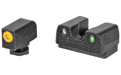 RIVAL ARMS Tritium Night Sights for Glock 42/43 (Green Tritium with Orange Outline Front)