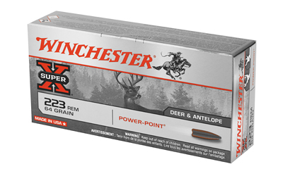 Winchester Super-X .223 Rem/5.56 NATO 64 gr Power-Point PSP Ammunition, 20 Rounds/Box