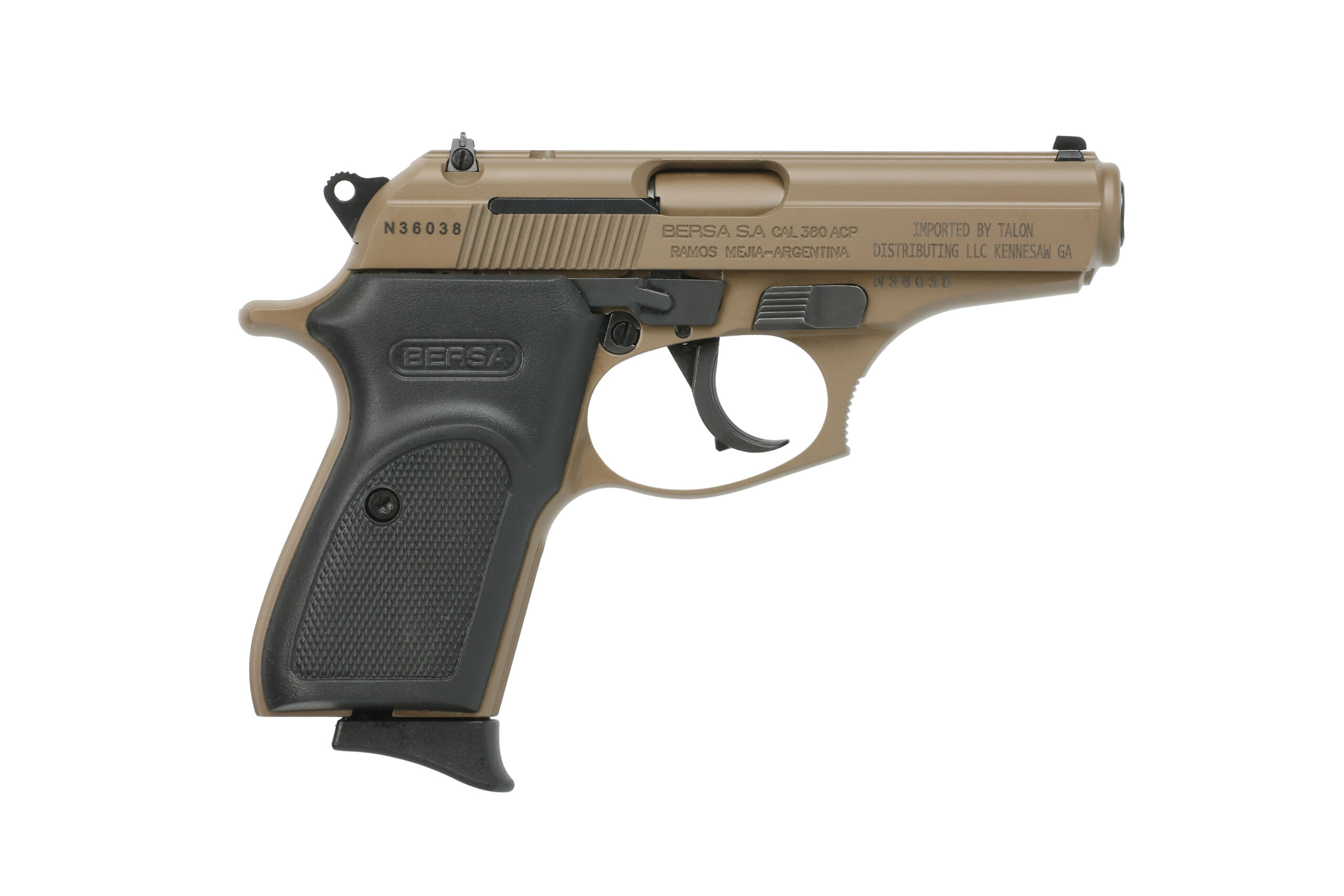 Bersa Thunder 380 Semi-Auto Pistol, .380 ACP, 3.5 in Barrel, 8+1, Fixed Sights, FDE Finish