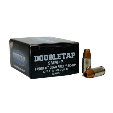 Double Tap DT Lead Free 9mm+P Solid Copper Ammunition, 20-Round Box