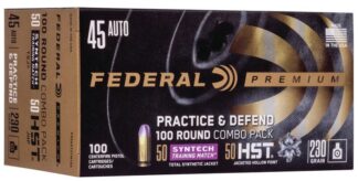 Federal Practice & Defend 45 ACP 230 Grain HST/Syntech Combo, 100 Rounds