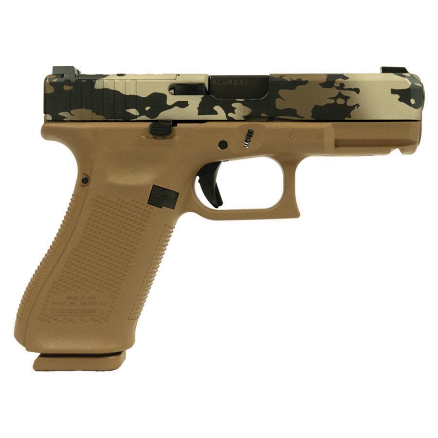 Glock V-Series 19X OR 9mm Luger Camo Cerakote 4.02 in Quad-Ported Barrel, right side view