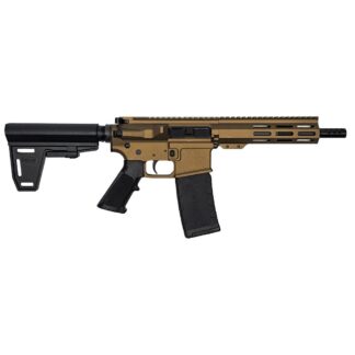 10 Ring Marketing WRJ GLFA .223 Wylde Braced Semi-Auto Pistol, 7.5 in, 30 Rounds, Cerakote Bronze Finish
