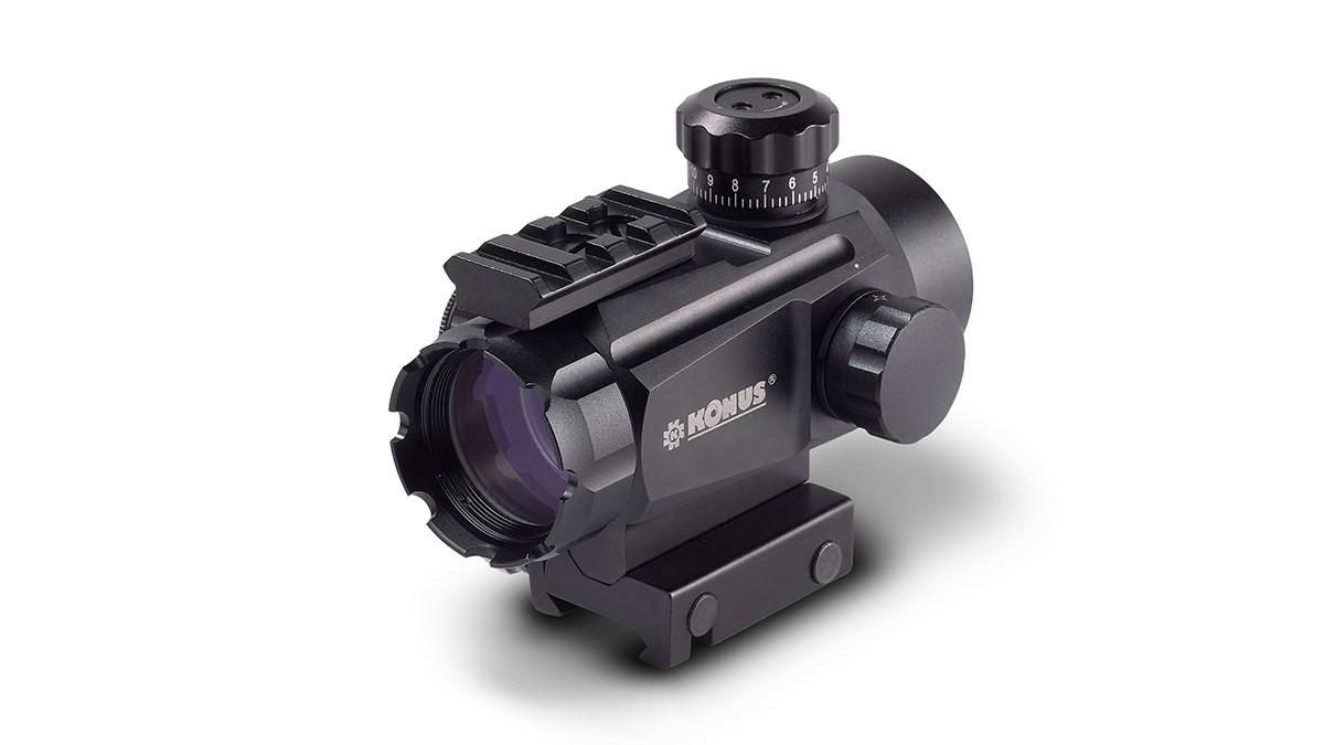Konus KONUSIGHT Multi-Reticle Tactical Red Dot Sight 1x, 4 MOA Dot, 7/8 in and 3/8 in Rail