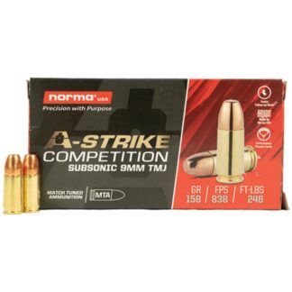 Norma a-Strike Subsonic 9mm Luger 158 gr TMJ 50 Rounds