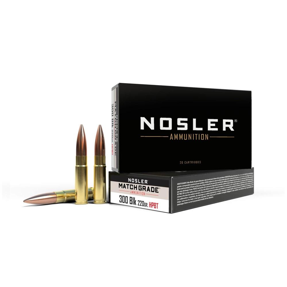 Nosler Match Grade 300 AAC Blackout 220 Grain HPBT Subsonic 1020 fps Brass (20 Rounds)