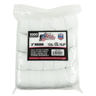 PRO-SHOT 2in Round 100% Cotton Flannel Gun Cleaning Patches (1000 Count)