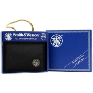 Rugged Rare Smith & Wesson Bifold Wallet Black (Anti-RFID, Genuine Leather)