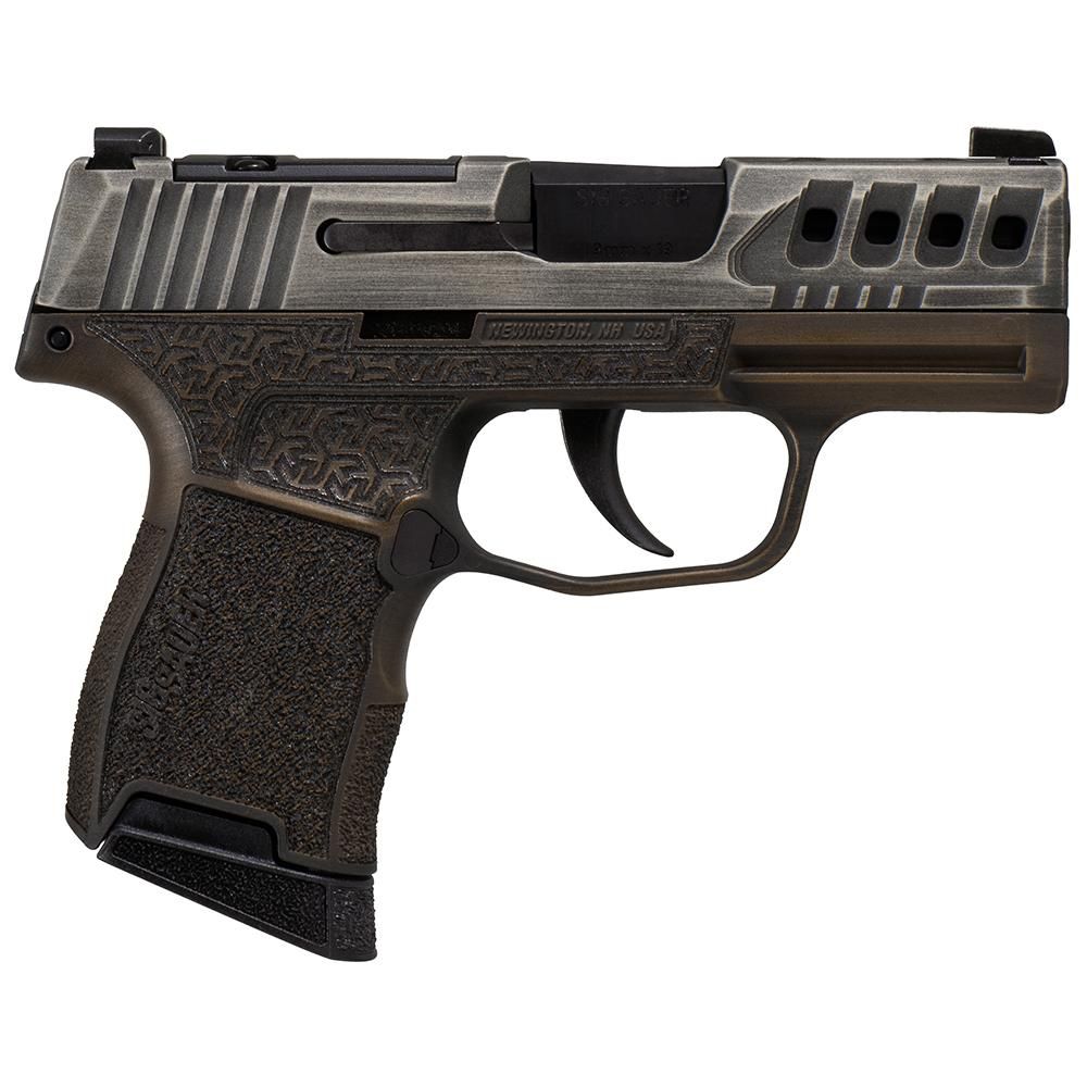 Sig Sauer P365 Gold Bug Micro-Compact 9mm Striker 3.1 in 10rd, Distressed Grey Slide/Brown Grip
