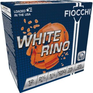 Fiocchi White Rino 12 Gauge 2-3/4 in 1-1/8 oz #7.5 Lead Shot, 25 Rounds