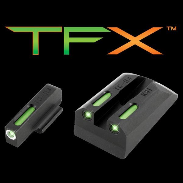Truglo TFX Tritium/Fiber-Optic Day/Night Sights Fits Ruger SR9 / SR9C SR40 / SR40C SR45 - White Outline Front/Rear Green