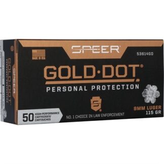 Speer Gold Dot Handgun 9mm 115gr HP Ammo, 50 Rounds Per Box