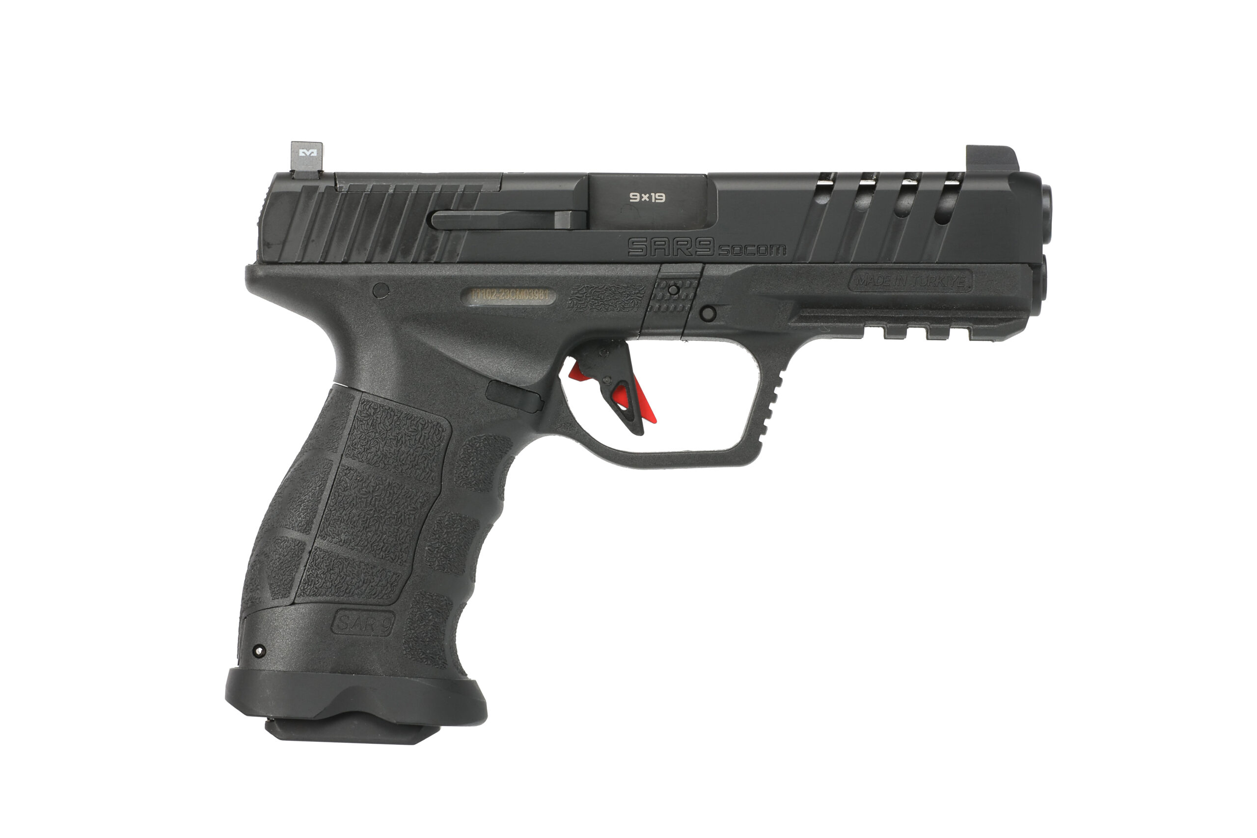 SAR Arms SAR9 SOCOM 9mm Semi-Auto Pistol, 5.2 in Barrel, 21+1 Rounds, Black