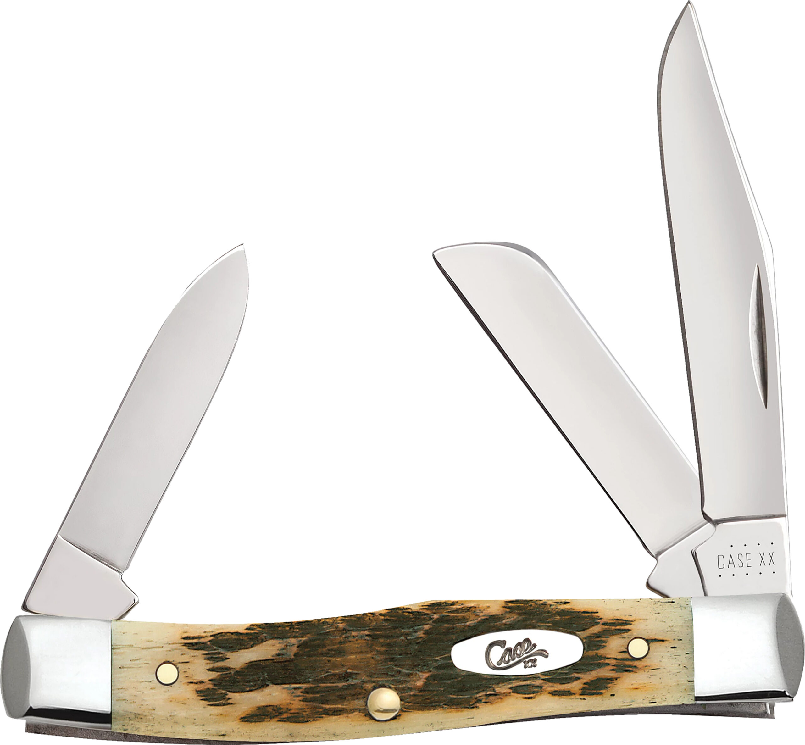 Case Stockman Medium Folding Pocket Knife, 2.57/1.88/1.76 in Blades, Chrome Vanadium Steel