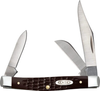 CASE 00081 Small Stockman Folding Knife, Stainless Steel, Brown Synthetic Handle