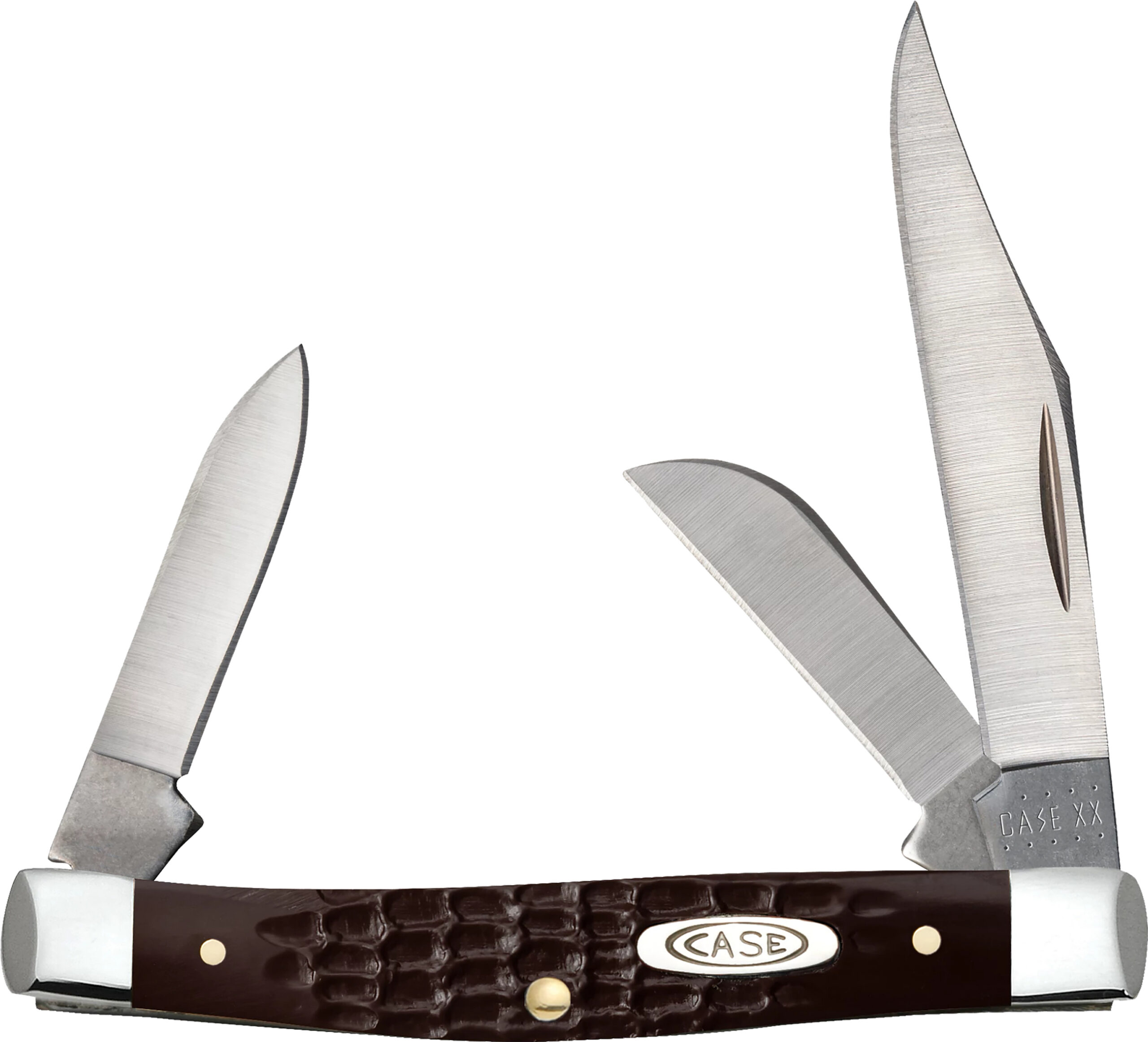 CASE 00081 Small Stockman Folding Knife, Stainless Steel, Brown Synthetic Handle