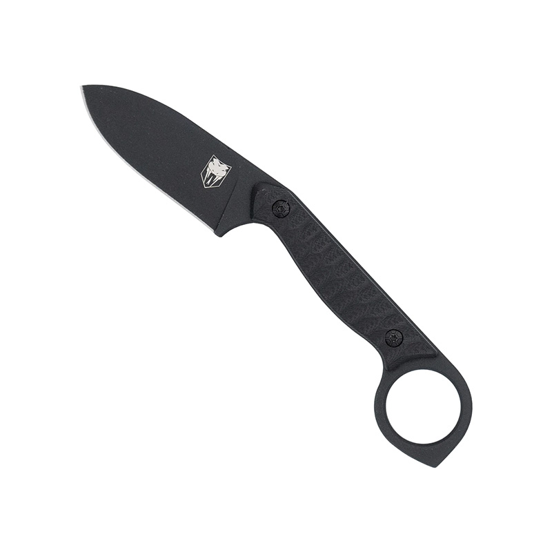 Cobratec Wolfteeth 2.75 in 14C28N Steel EDC Fixed Blade, Black G10 Handle