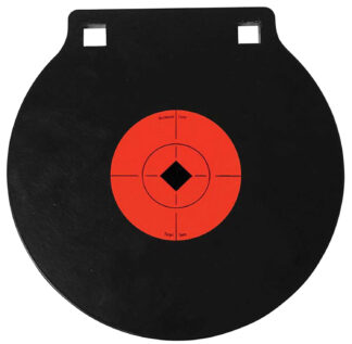 Birchwood Casey World of Targets 8 in Double-Hole AR500 Gong, 3/8 in Thick, Black/Orange