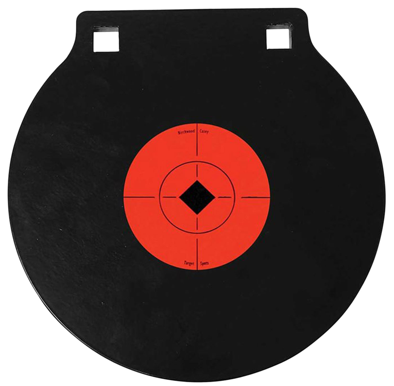 Birchwood Casey World of Targets 8 in Double-Hole AR500 Gong, 3/8 in Thick, Black/Orange