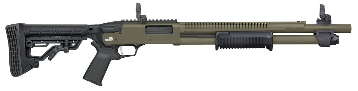 Mossberg 590R Stand-Off 12 Gauge Pump Shotgun, 18.5 in Barrel, 6+1 Rounds, MBUS 3 Sights