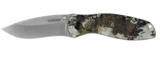 Kershaw Blur 3.4 in Assisted Folding Knife, Recurve/Drop Point, Kings Camo Aluminum, Stonewash
