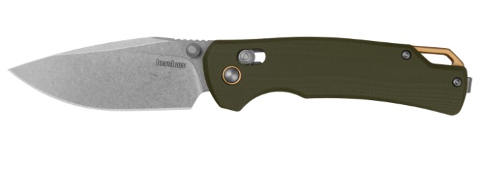 Kershaw Proximal Folding Knife 3.15 in Drop Point Blade, Olive G10/Stonewash