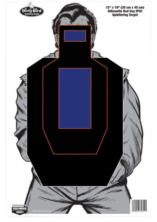 Birchwood Casey Dirty Bird Bad Guy IPSC Silhouette Hanging Tagboard Target 12 x 18, 100/Package