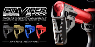 Strike Industries Pit Viper Buttstock, Red Aluminum, Adjustable 3 Positions, QD Swivels