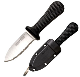 Cold Steel Super Edge 2in Fixed Serrated Knife AUS-8A SS Blade Black Kray-Ex Handle