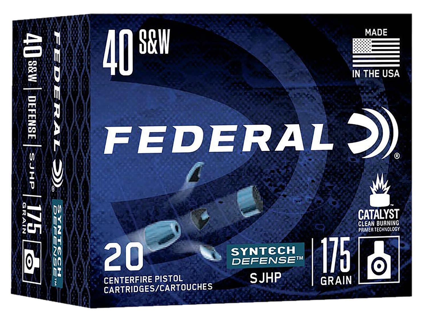Federal Syntech Defense .40 S&W 175 gr Semi Jacketed Hollow Point, 20-Round Box