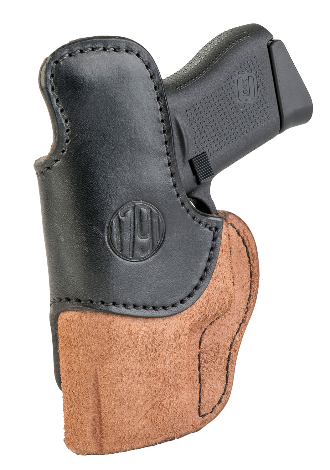 1791 Gunleather RCH3 Black/Brown IWB Belt Clip Holster, RH, Size 3, for Ruger LC9/1911/Glock 43/43X
