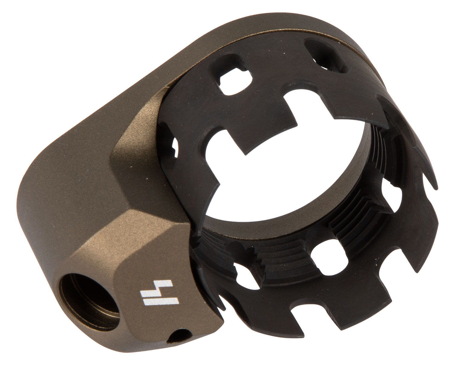 Strike Industries Enhanced Castle Nut and Extended End Plate Combo AR FDE Anodized Steel