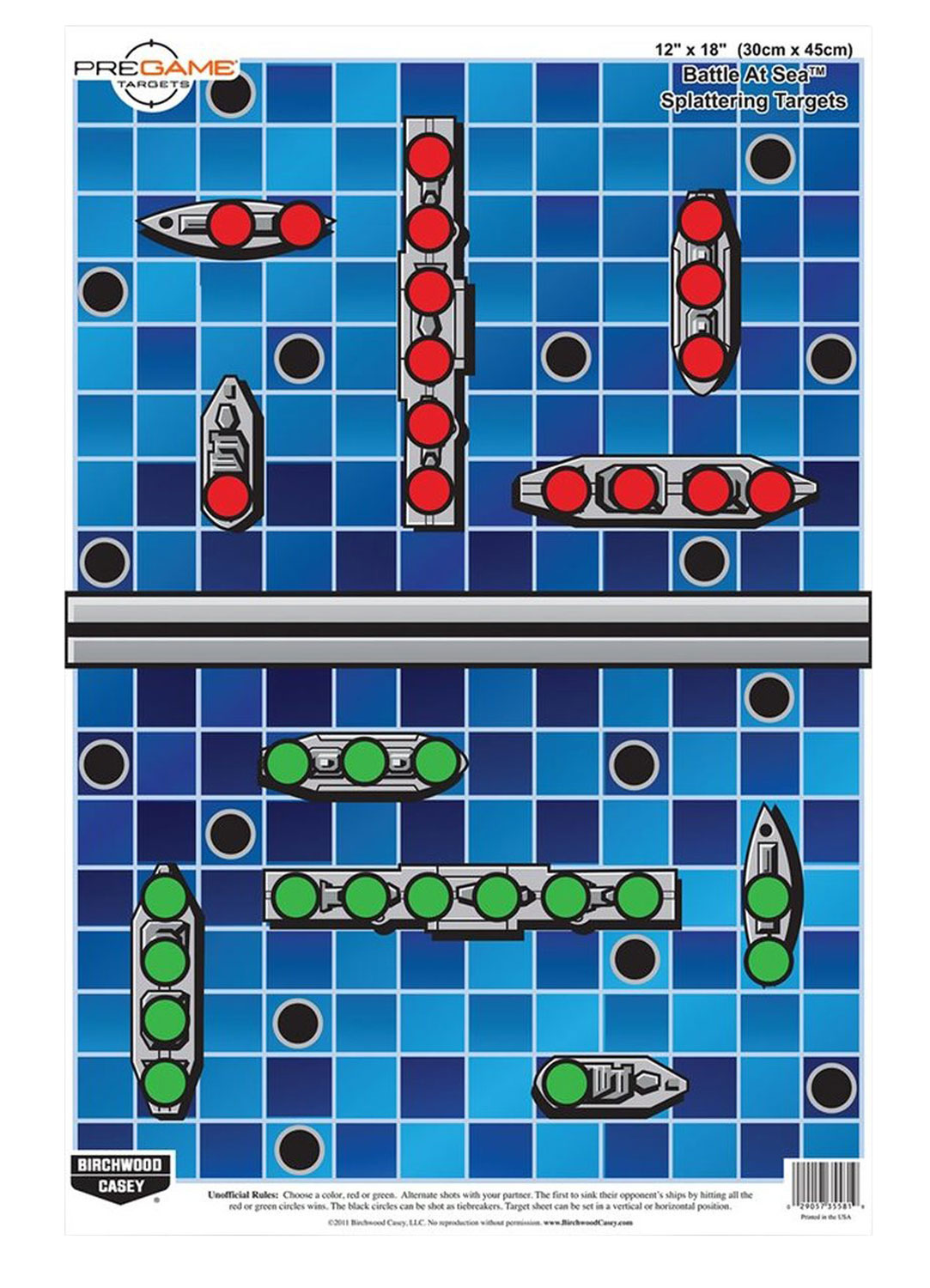Birchwood Casey Pregame Battle at Sea Paper Target, 12 x 18 in, Blue (100-Pack)