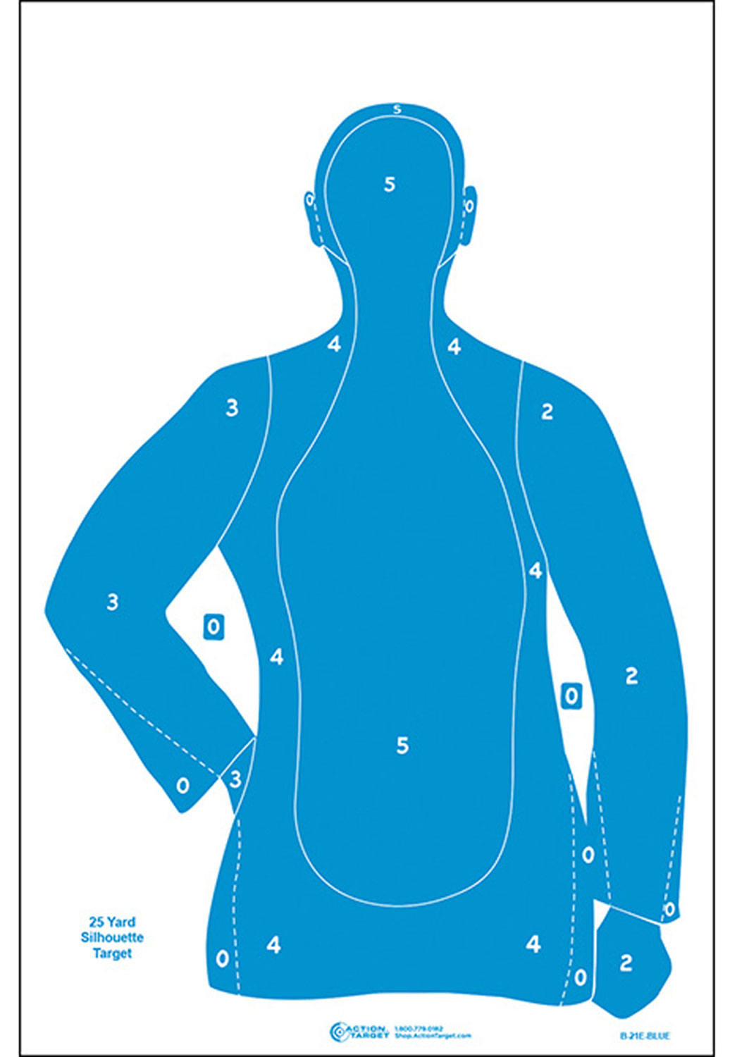 Action Target B21EBLUE100 Qualification Silhouette Hanging Paper Target, Blue/White, 23 x 35 in