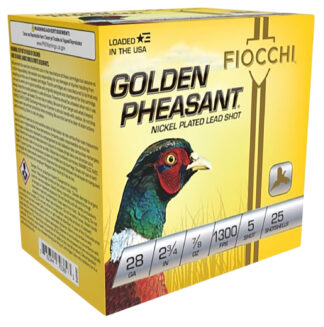 Fiocchi Golden Pheasant Extrema 28 Gauge 2.75 in Shotshell, #5 Shot, 25 Rounds/Box