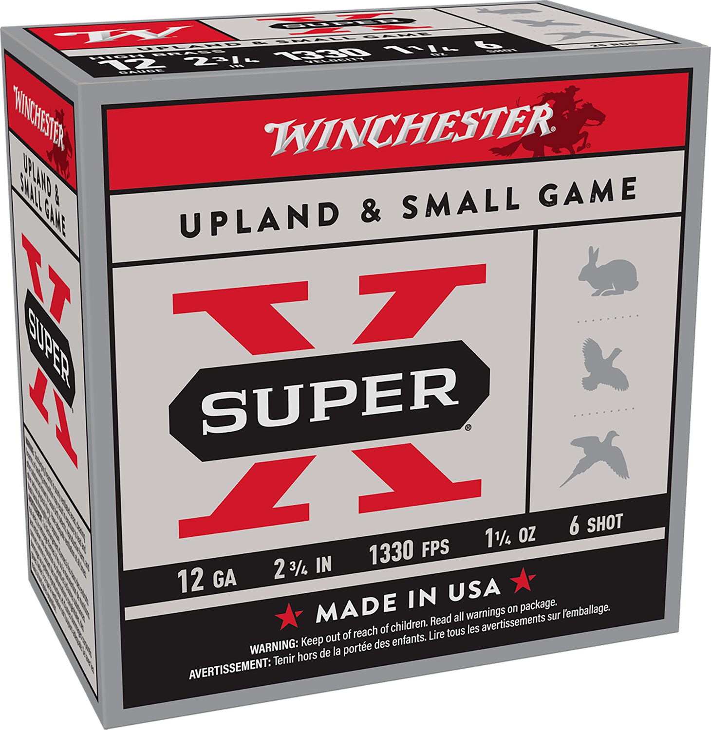 Winchester Super-X 12 Gauge 2.75 in High Brass #6 Lead Shot 1-1/4 oz, 25 Rounds