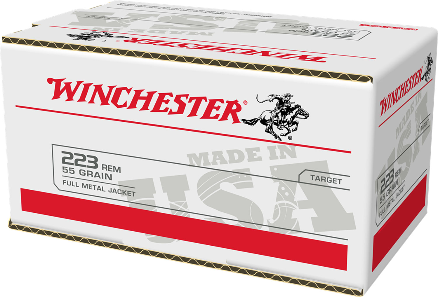Winchester USA .223 Rem/5.56 NATO 55 Grain Full Metal Jacket Ammo, 200 Rounds