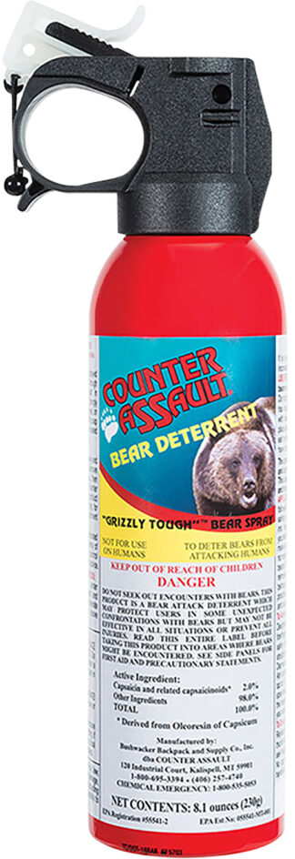 Counter Assault Bear Deterrent Pepper Spray 2% Capsaicin, 32 ft Range, 7 Second Duration