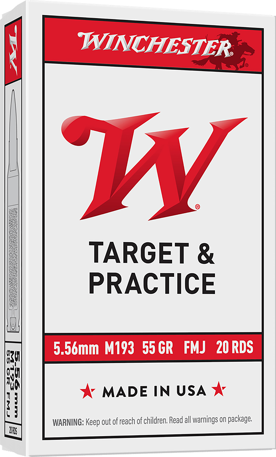 Winchester USA M193 .223 Rem/5.56 NATO 55gr FMJ 20 Rounds Per Box
