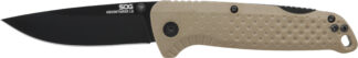 SOG Adventurer LB 3.5 in Clip Point Folding Knife, Assisted, FDE/Black
