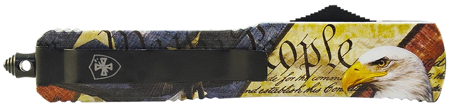 Templar Knife SEG332 Gen II Eagle Small 2.69" OTF Drop Point Plain Powder Coated 440C SS Blade, 4.31" Eagle w/"We The People" Aluminum Handle, Glass Breaker